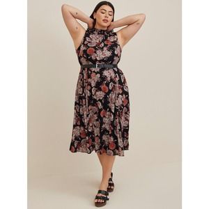 NWT Torrid Floral Midi Crinkle Gauze Mock Neck Pockets Dress Plus Size: 6X (30)